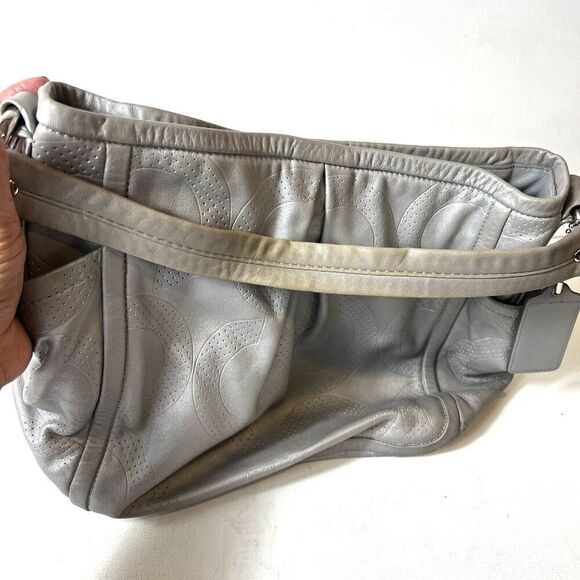 Coach B0971-13622 Gray Pebble Leather Silver Hardware Hobo Shoulder Monogram Bag - Picture 11 of 15